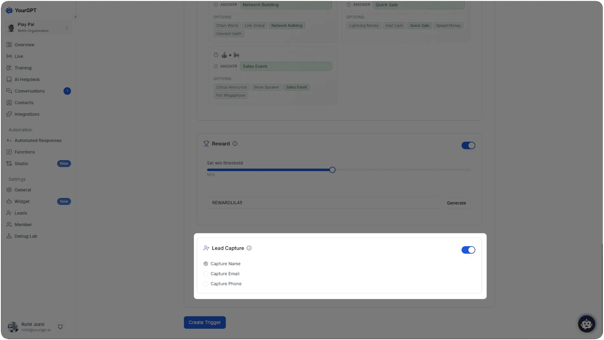 Lead Capture Configuration