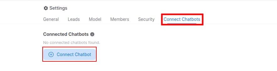 Connect Chatbots option in settings