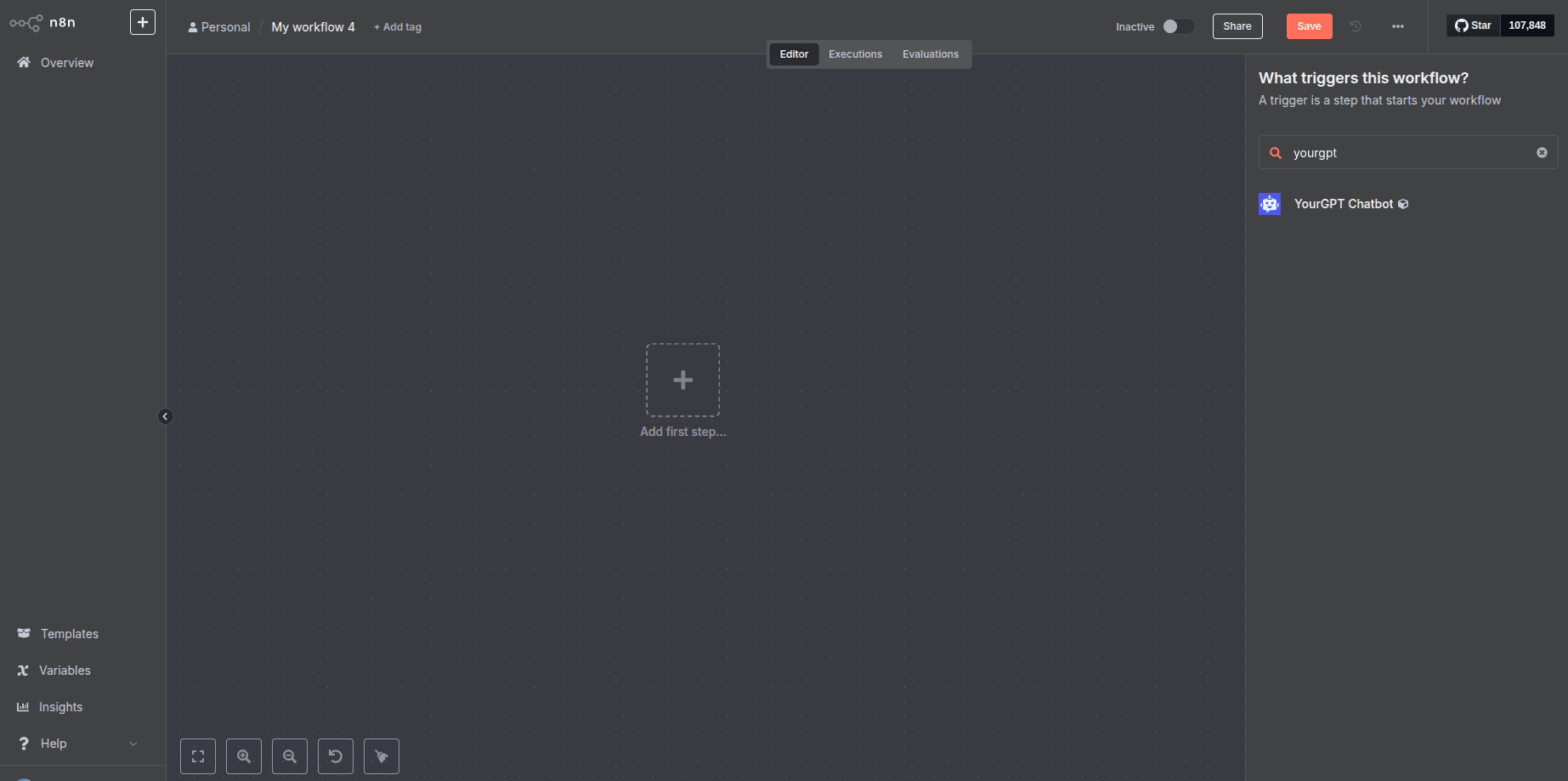 Creating a new workflow