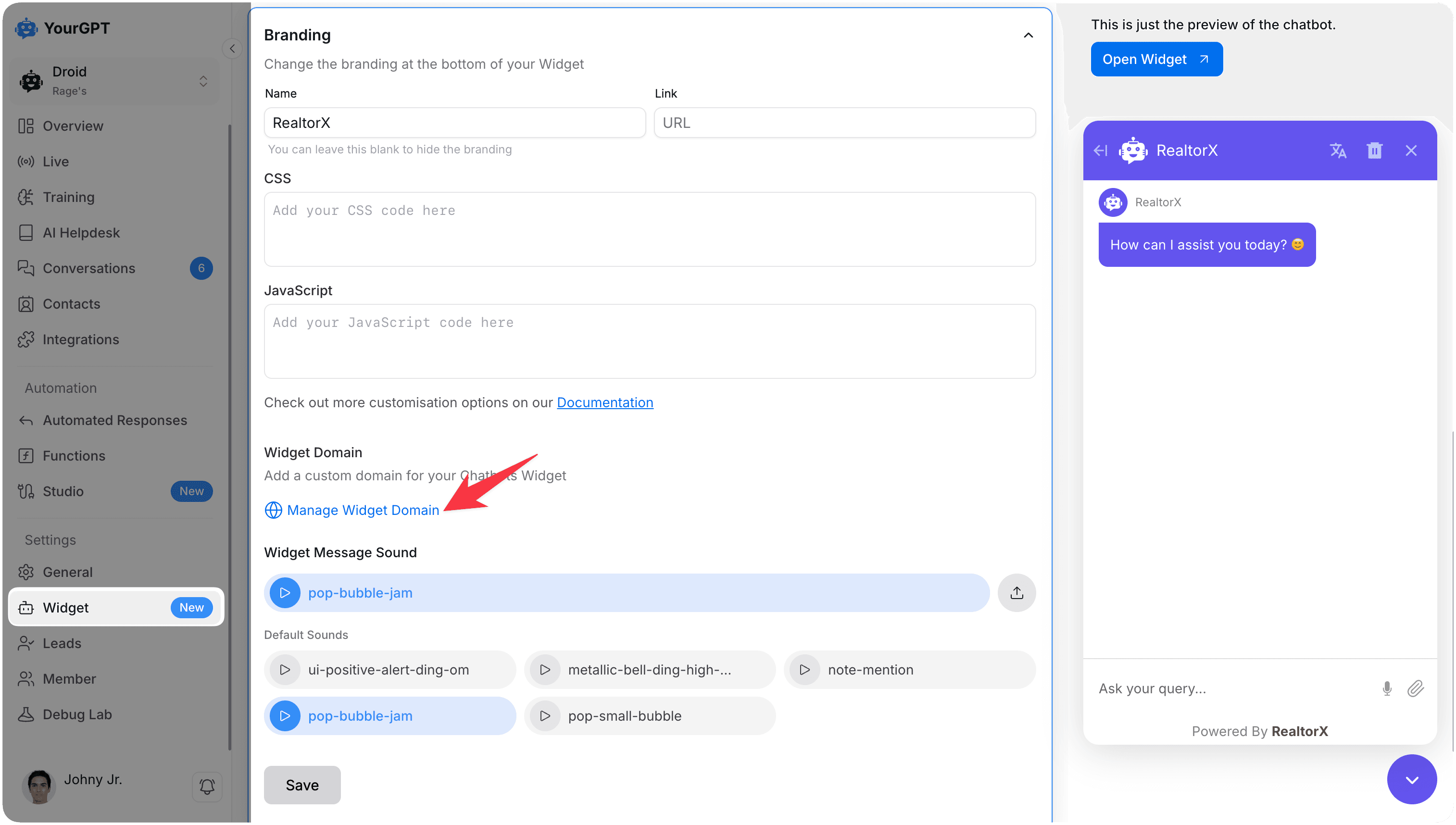 Branding Widget