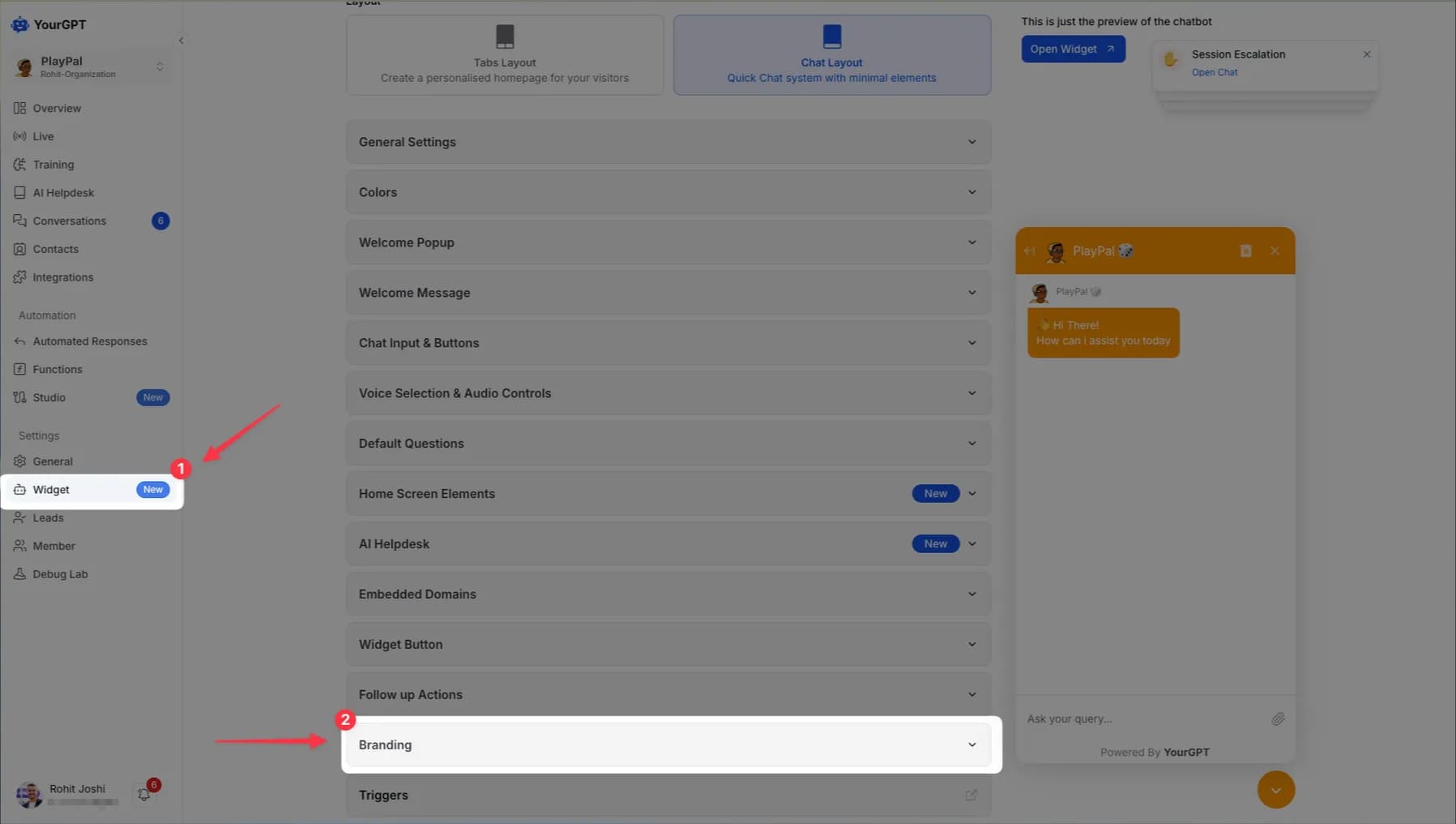 Widget Settings