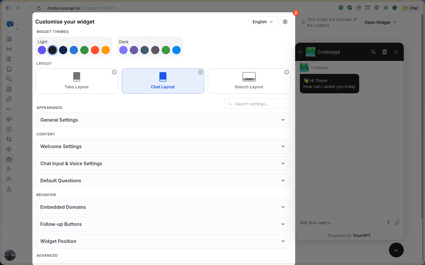 Select Theme and Layout