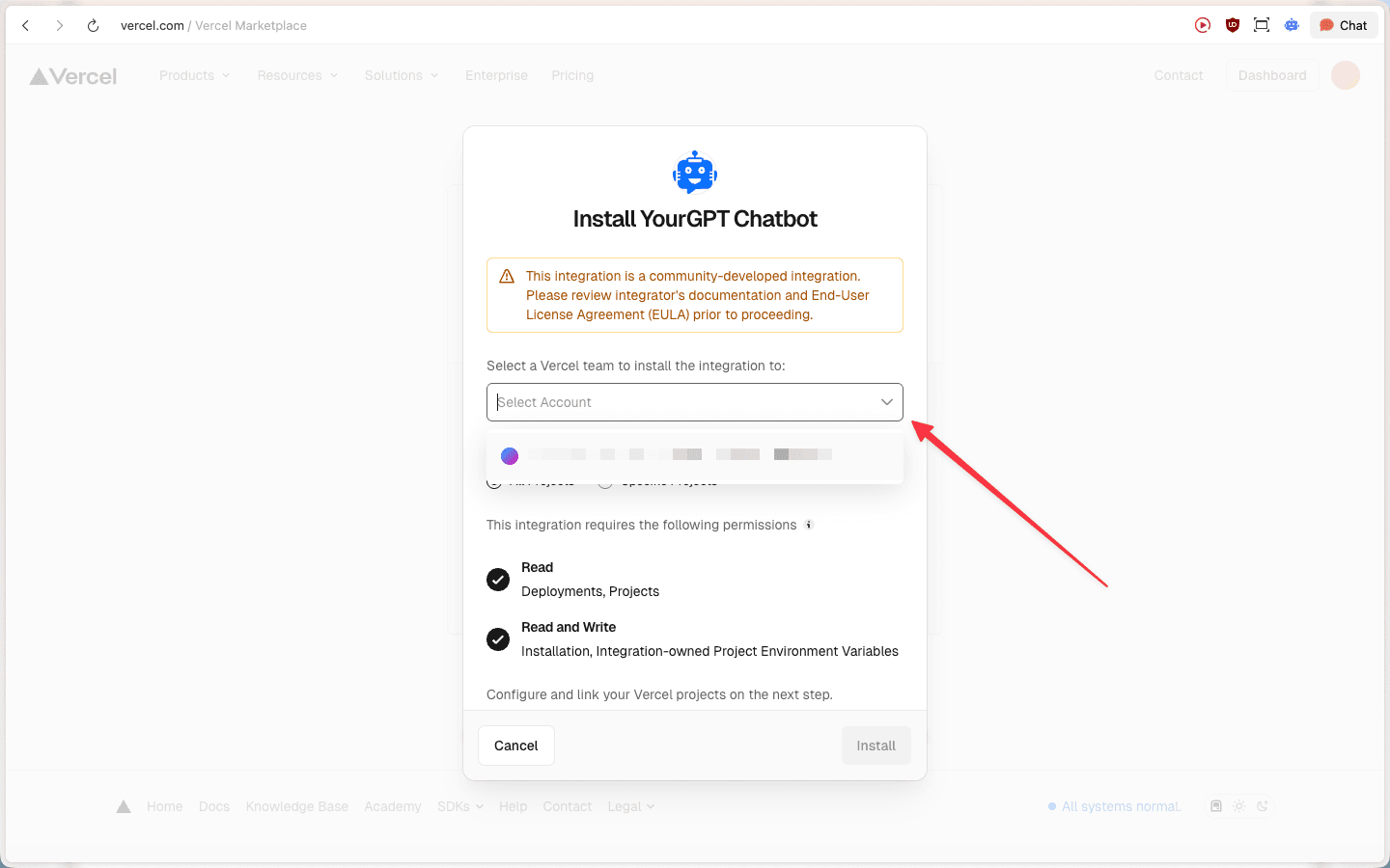 Select Vercel Account