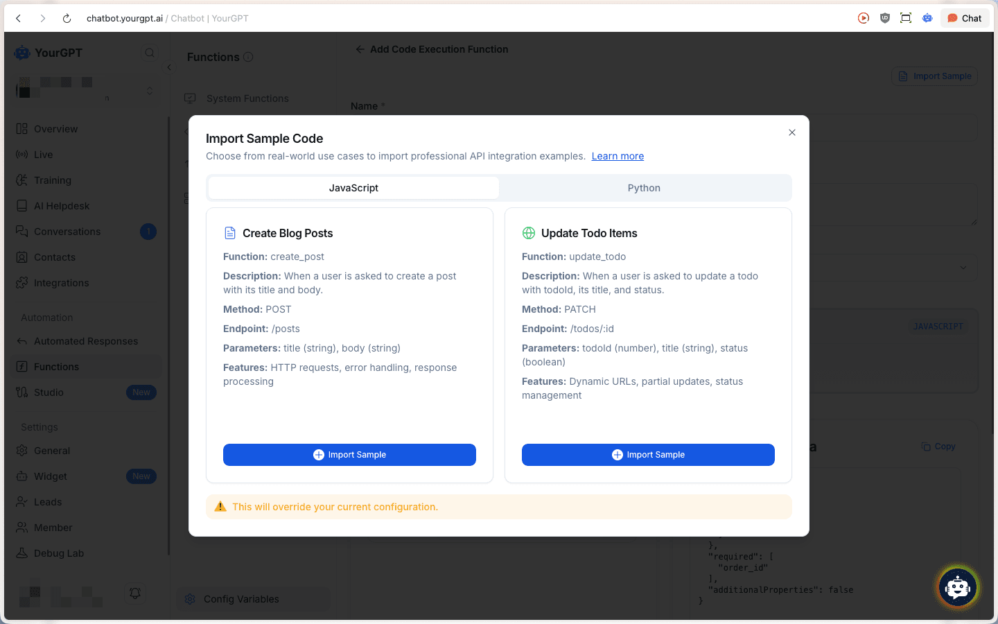 Import Sample Code
