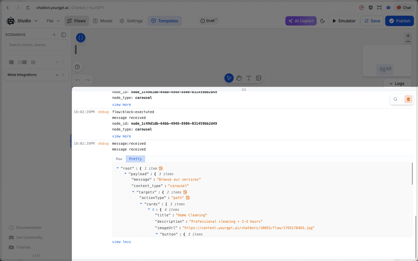 Logs details (Pretty view)