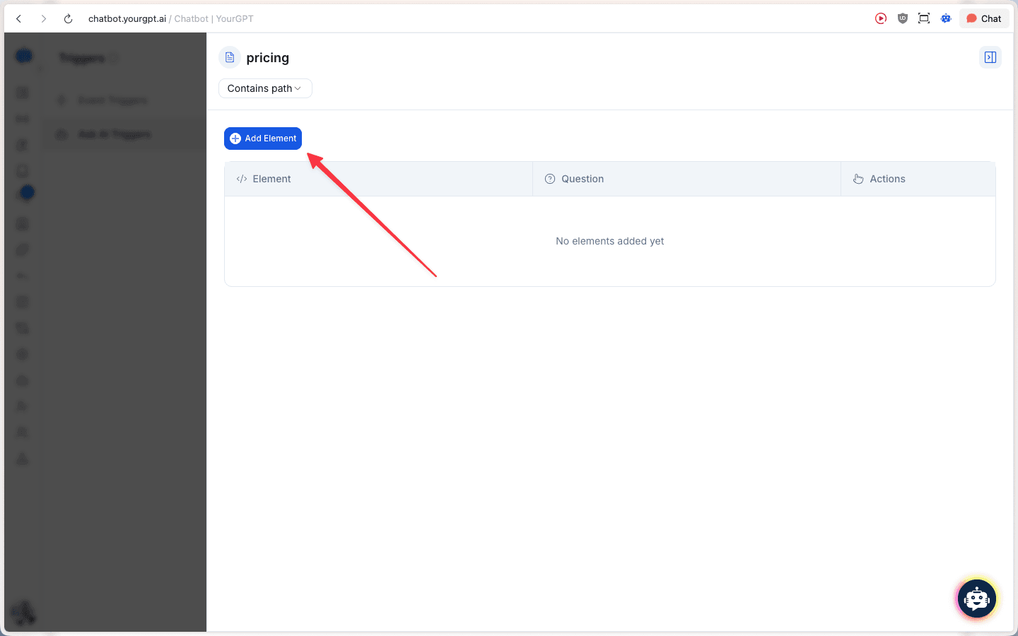 Add Element button
