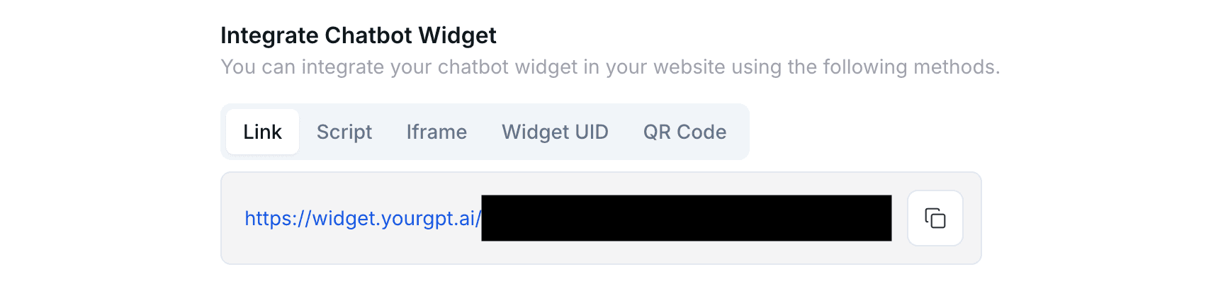 Options to Shareable Chatbot