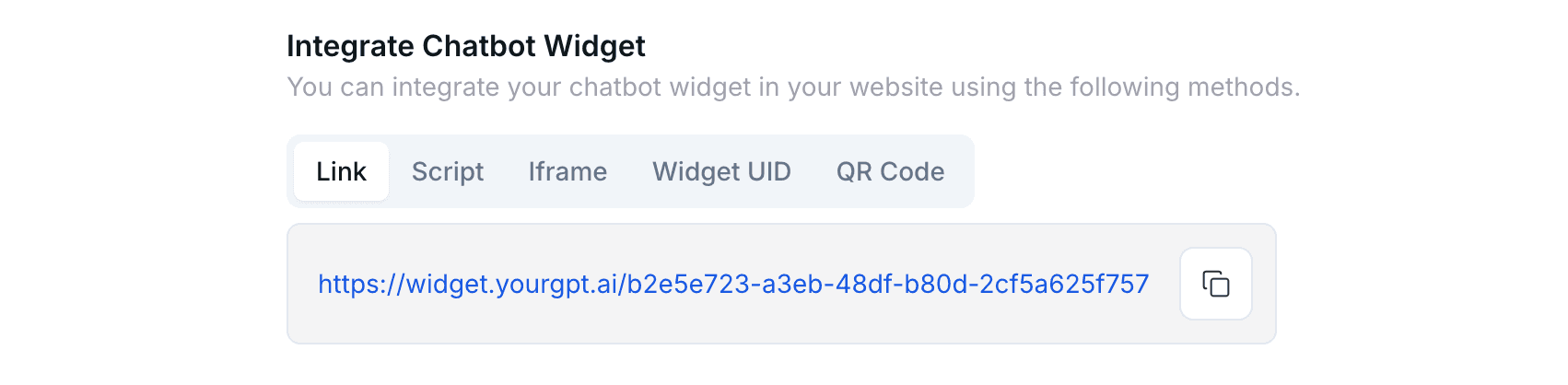 Options to Shareable Chatbot