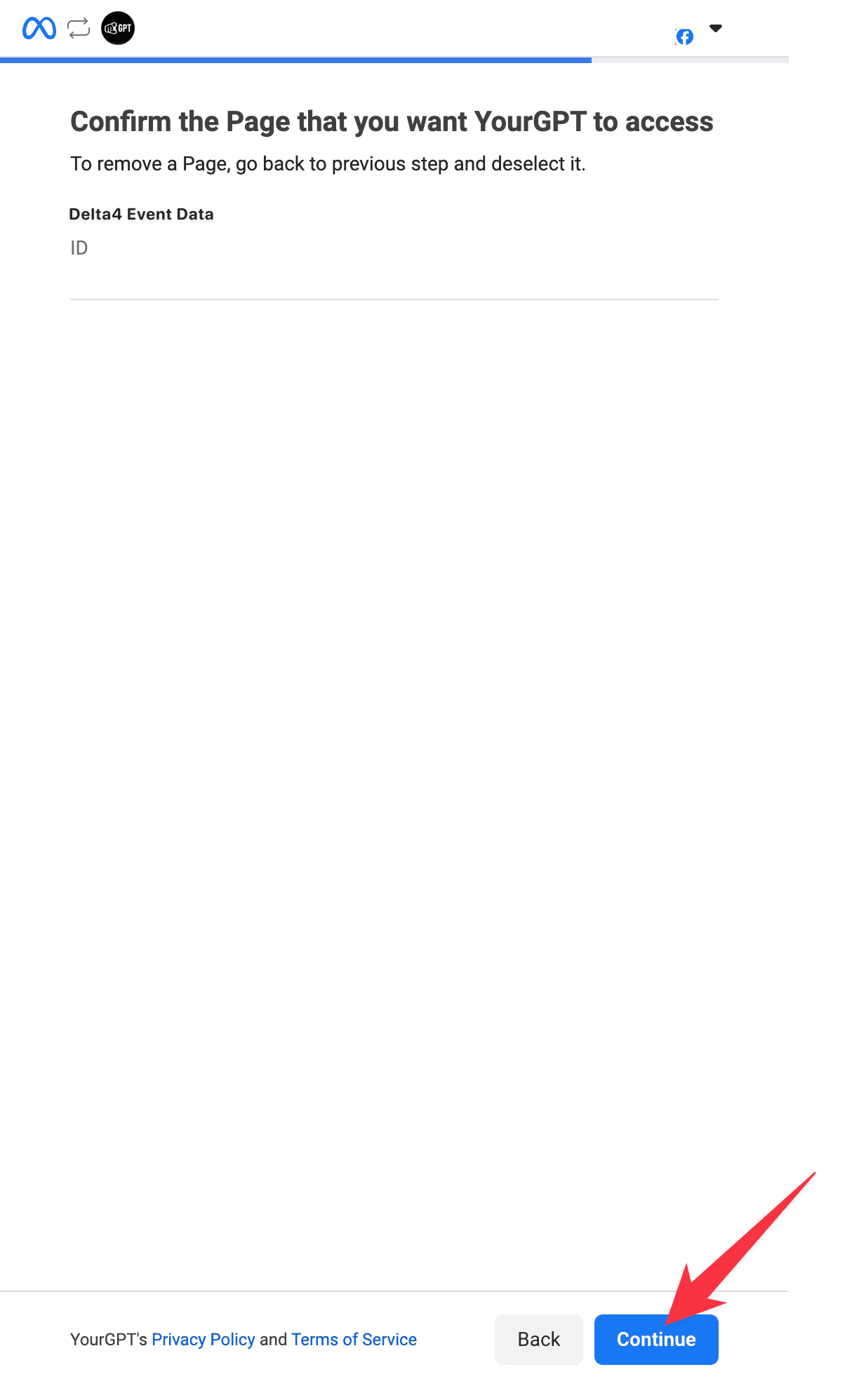 Confirm the page for the integration