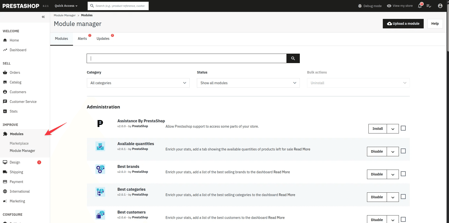PrestaShop Admin Panel