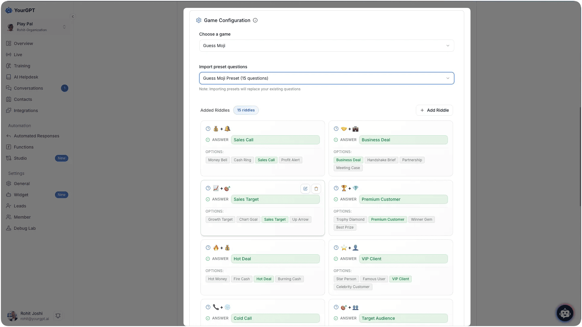 Choose Game Dropdown