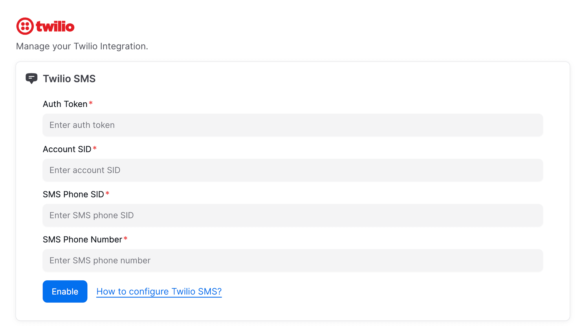 SMS Configuration