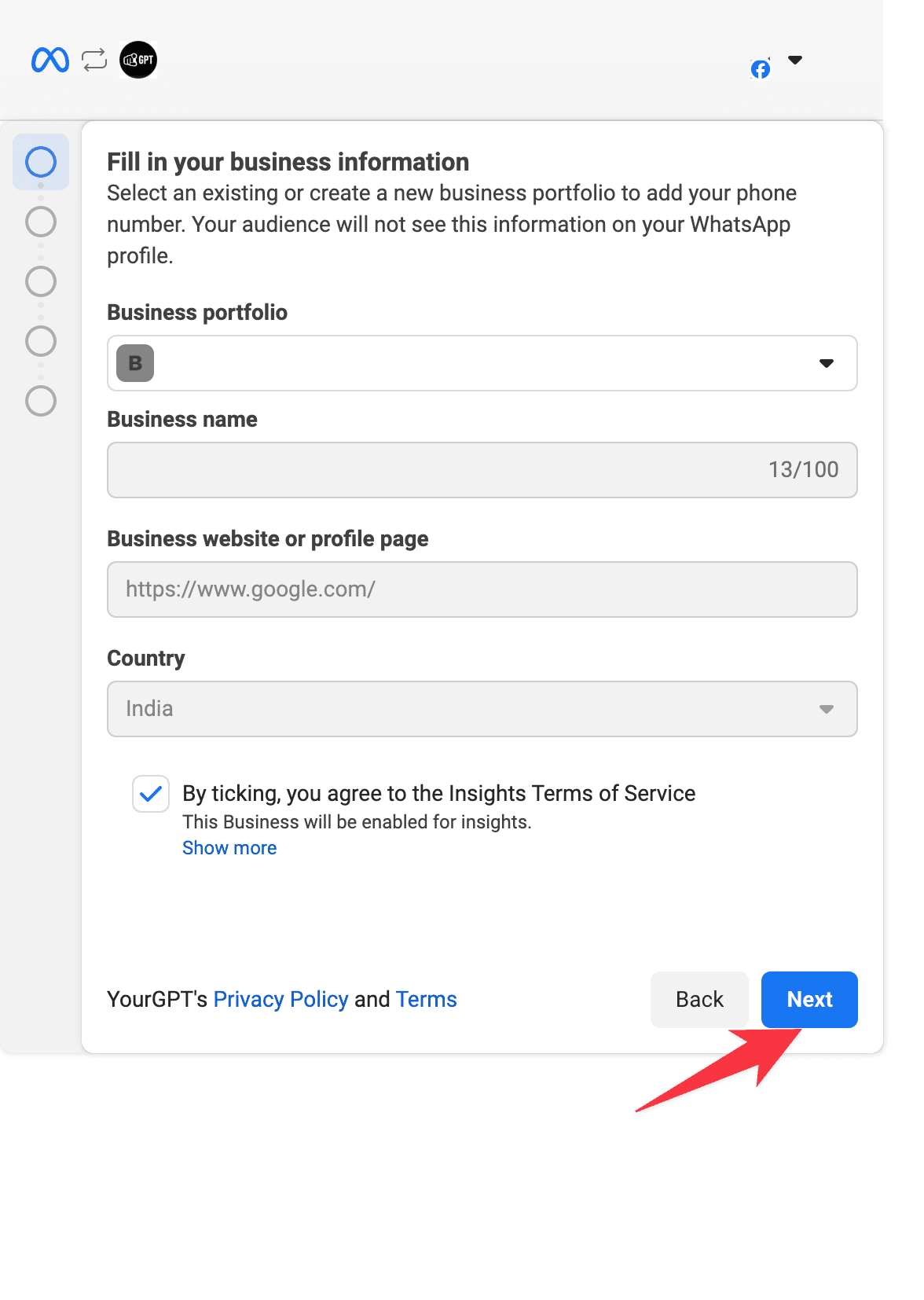 WhatsApp Business Profile Integration