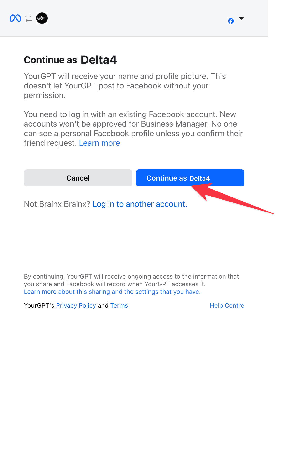 Facebook Business login To Continue