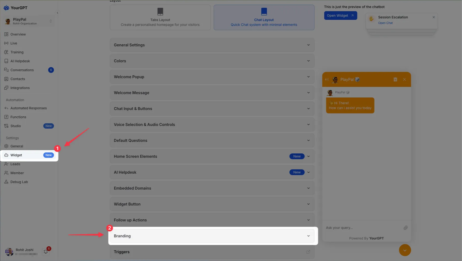 Widget Settings