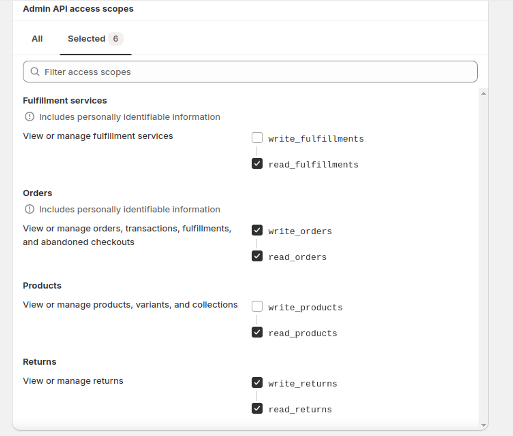 Shopify Admin API Configuration