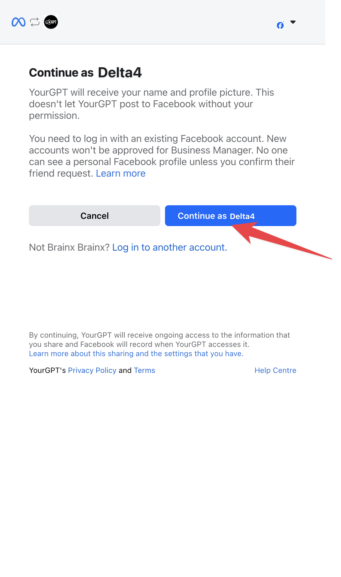 Facebook Business login To Continue